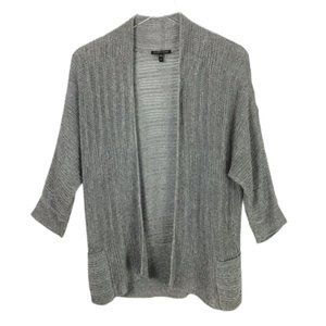 Eileen Fisher Heathered Gray Linen Silk Open Cardigan - S